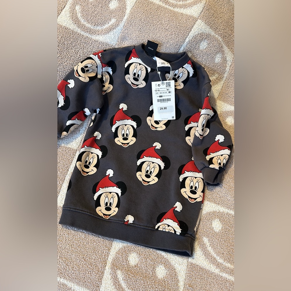 Zara Mickey Santa Sweatshirt Dress